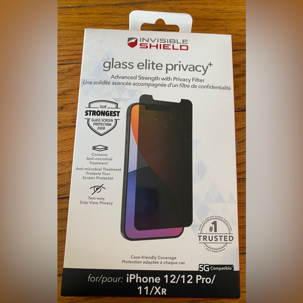 ZAGG INVISIBLE SHIELD-New in box. Glass elite privacy.  iPhone 12/12pro/11Xr